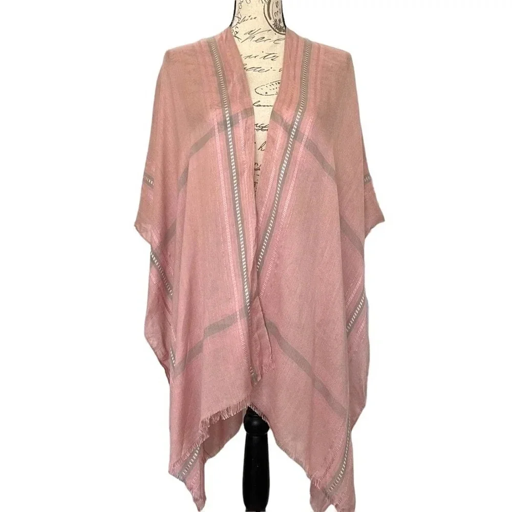 NEW LC Lauren Conrad Women Wrap One Size Pink Striped‎ Boho Open Front Layering